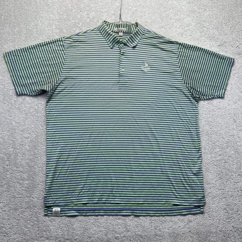 Peter Millar Polo Shirt Mens XXL Purple Green Striped 2015 US Open Chambers Bay